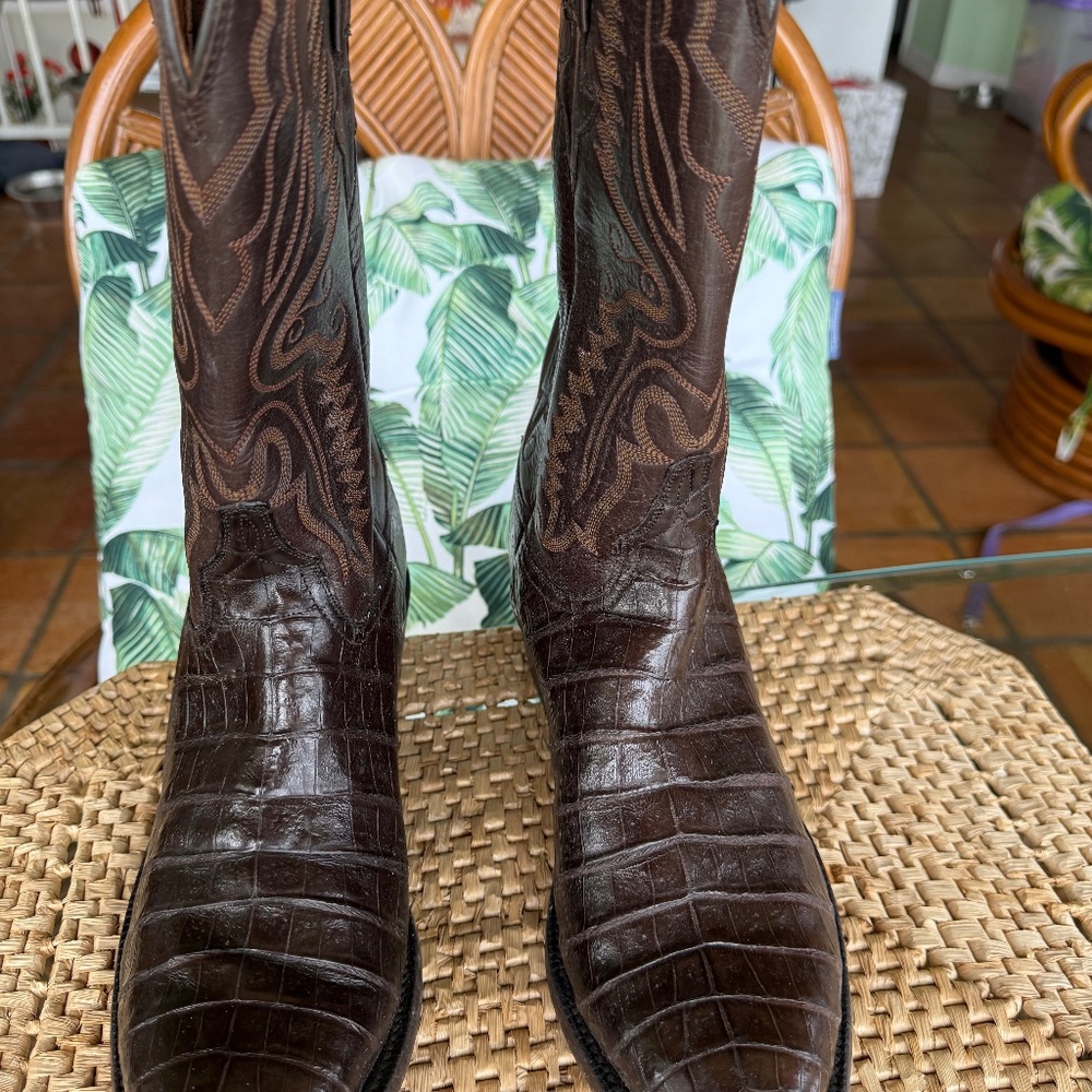Lucchese Classics Rich Dark Chocolate Crocodile Boots